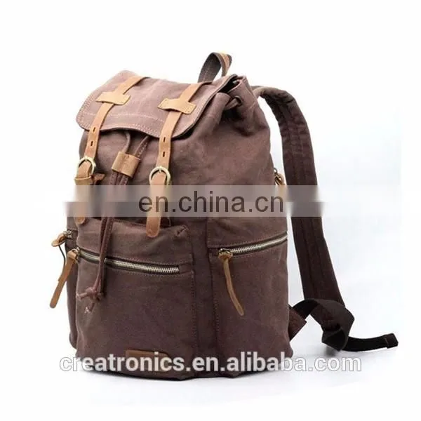 Top Quality Unisex Factory Price Outdoor Laptop Canvas Backpack Casual Daypacks Bookbags Genuine Leather Backpack