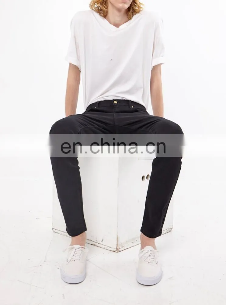 DiZNEW Custom High Waisted Men Black Straight Leg Stretch Bull Jeans