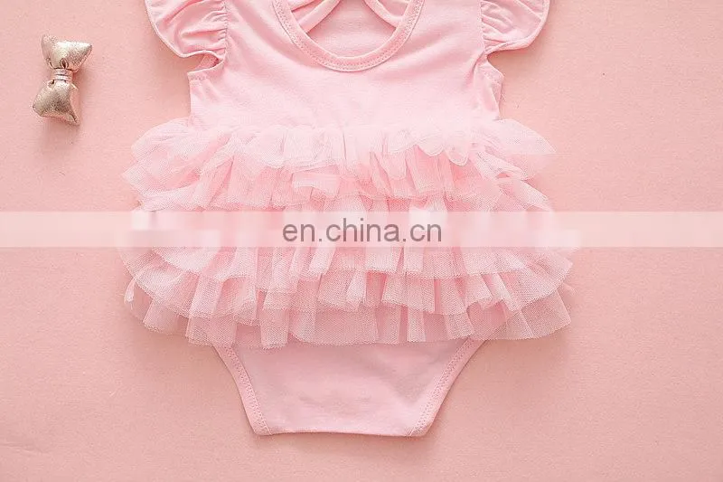 Wholesale Baby Girls Cotton Clothes Princess Ruffle Birthday Baby Girls Party Romper