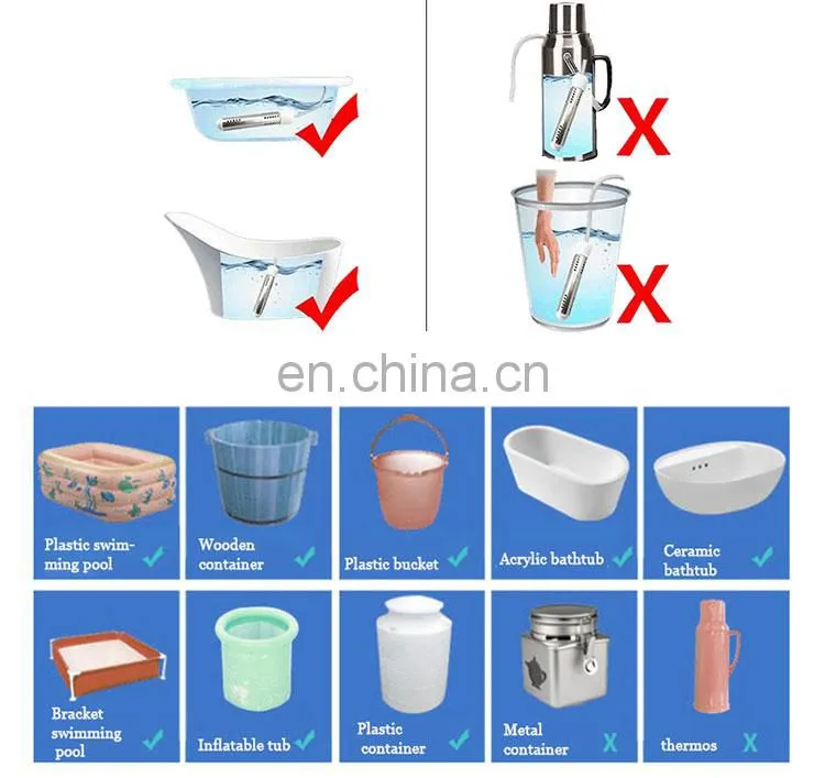 Good Price ABS+PP Plastic Electric Heat Stainless Steel Pipe Immersion Bath Water Heater For House Use