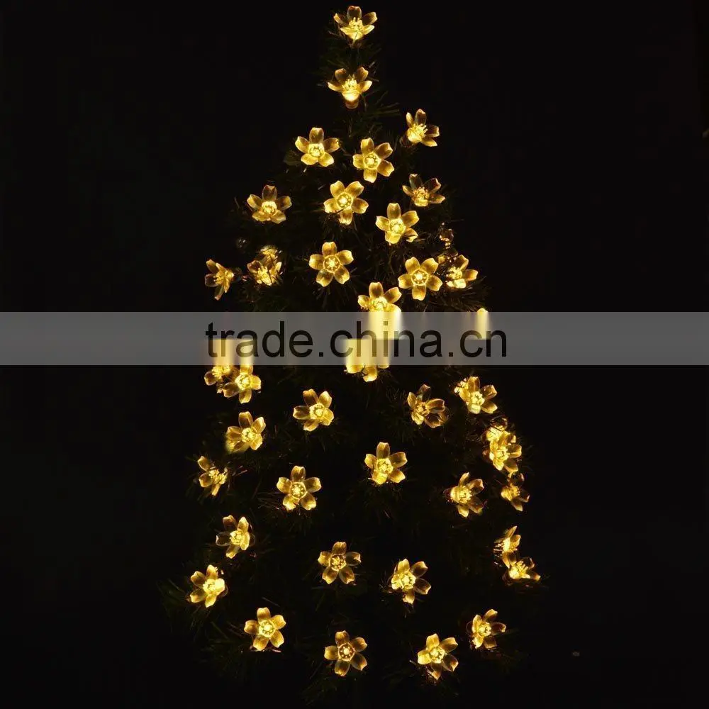 50 LED 7M Peach Blossom Shape Solar Powered String Fairy Lights for Indoor Outdoor Garden Christmas Wedding Party