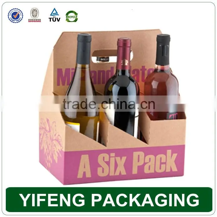 Recyclable Corrugated Cardboard Custom Printed 6 Pack Cardboard Beer Bottle Carrier