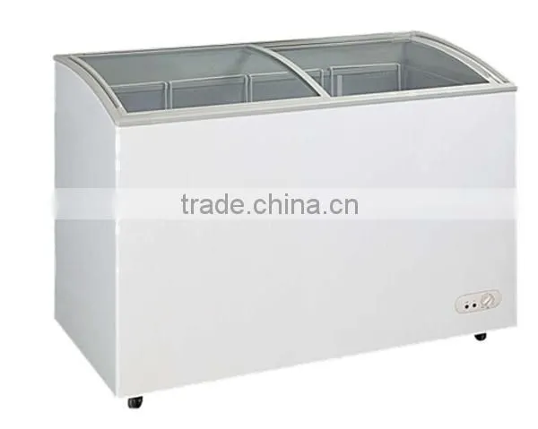 298L glass doors display freezer for supermarket