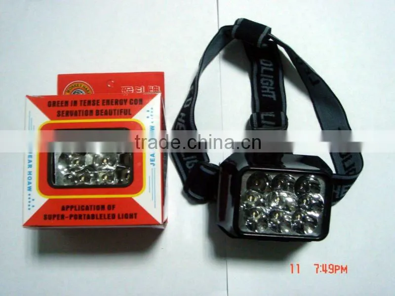 hot selling led plastic flashlight 9 headlamp