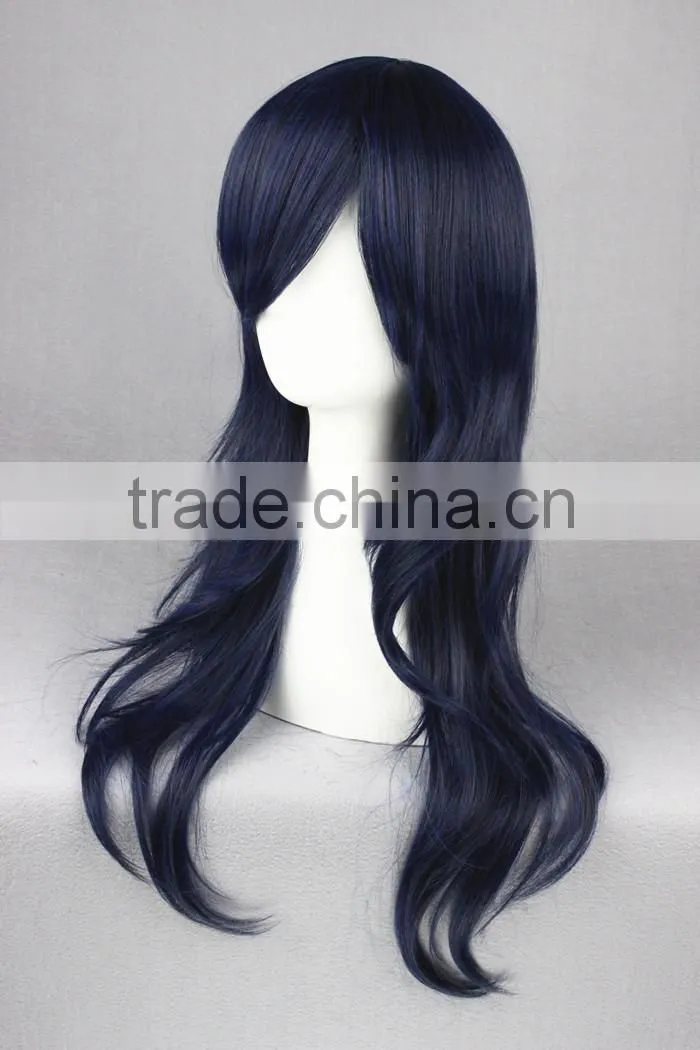 High Quality 65cm Medium Long Curly Prince of Tennis Wig Kisarazu Ryou Blue&Black Synthetic Anime Wig Cosplay Hair Wigs