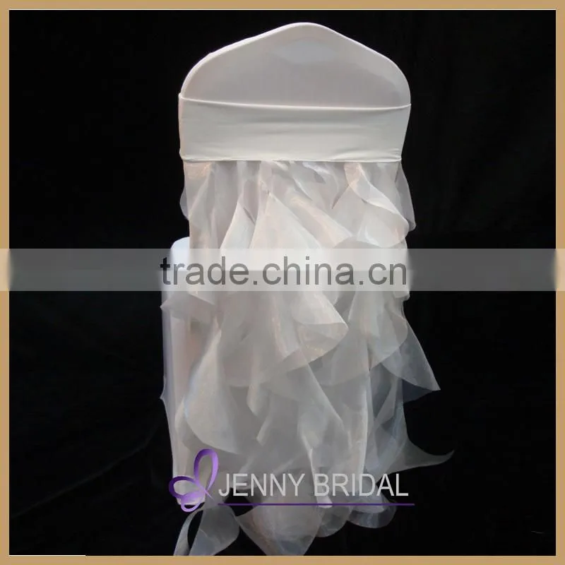 C304C Hot Pink Wedding Chair Cover Chiffon Ruffle Chair Sash