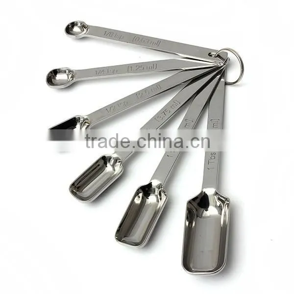 Hot in stock fast delivery stainless steel cooking measuring spoons 6 sets