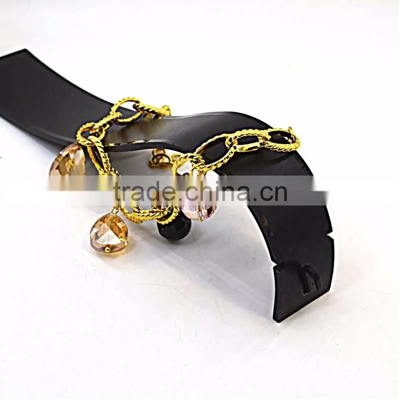 stainless steel jewelry crystal pendant gold hand chain fashion design