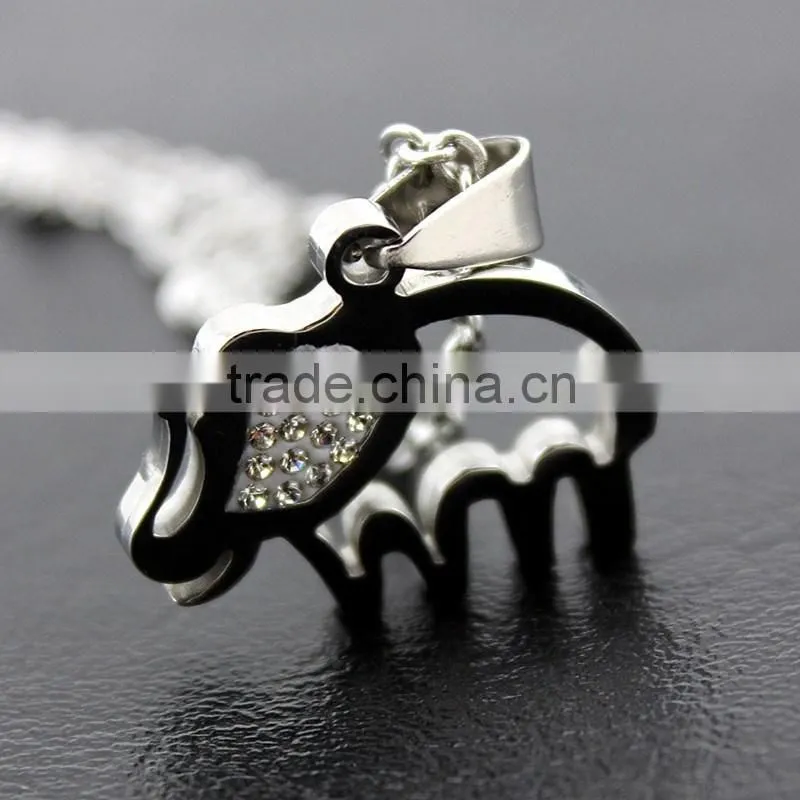 High quality stainless steel cute elephant necklace diamond elephant pendant necklace wholesale