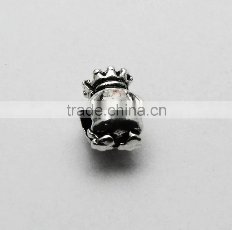 Wholesale Diy Anti-Silver Crown Penguin Shape Large Hole Metal Beads for Bracelets and Necklaces