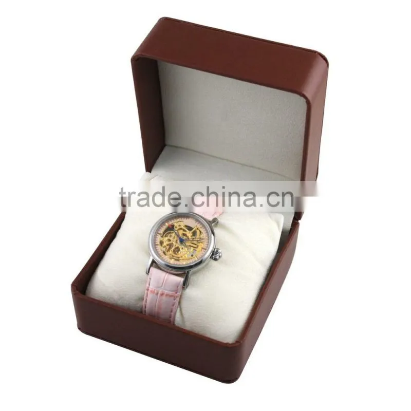 SA8139 IP rose gold vintage leather strap skeleton auto watch