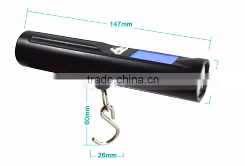 30 x 17mm Big Size LCD Screen 2 in One Fishing Or Travel LED Torch Luggage Scale