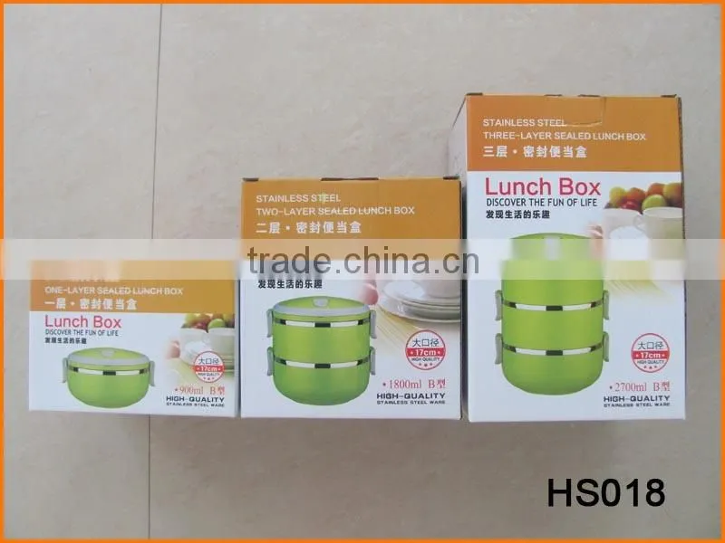 HS018 17cm Plastic And Stainless Steel Combination Lunch Box