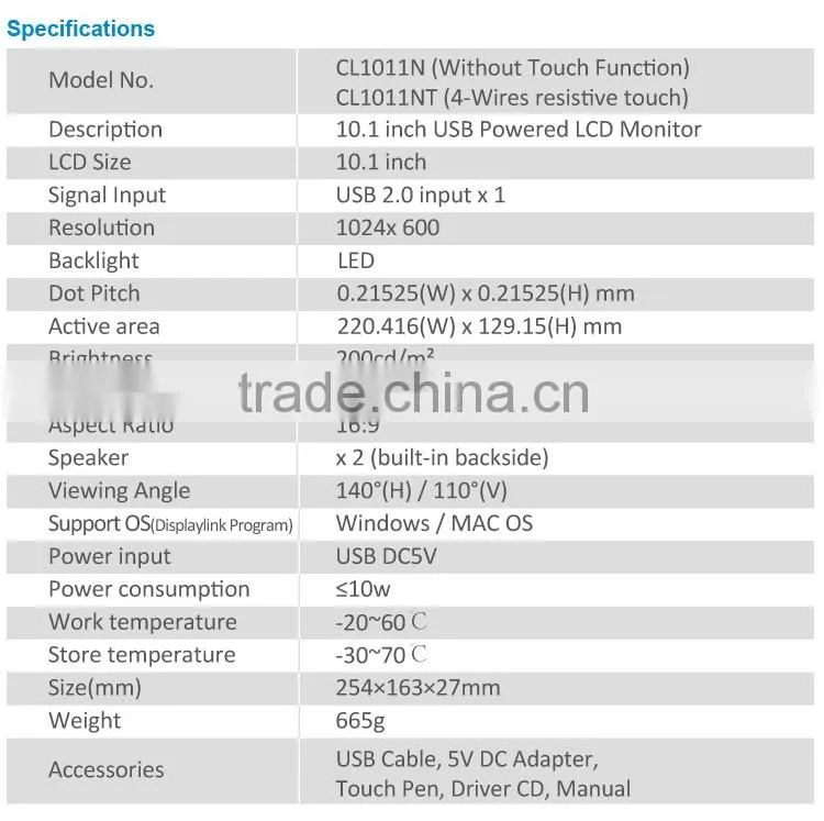 Hot sale 10.1 inch TFT LED Backlight Touch Screen LCD Monitor