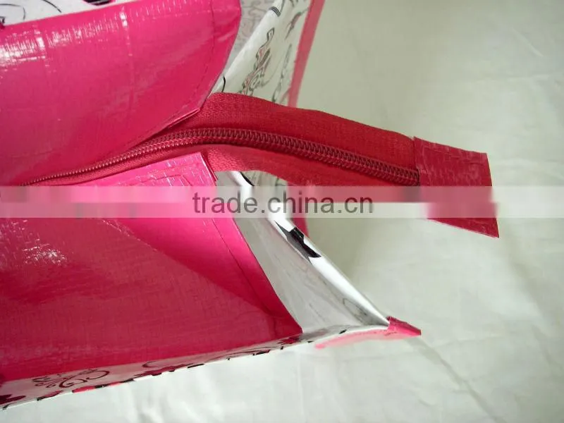 pp woven lamiantion shopping bag with pvc pocket full printing ,pp woven zipper bag inner