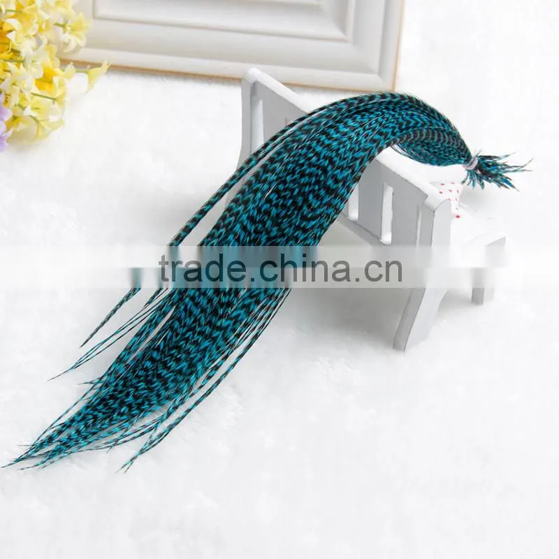 2015 New Arrival Factory Price real rooster feather hair extensions pure color feathershair extension