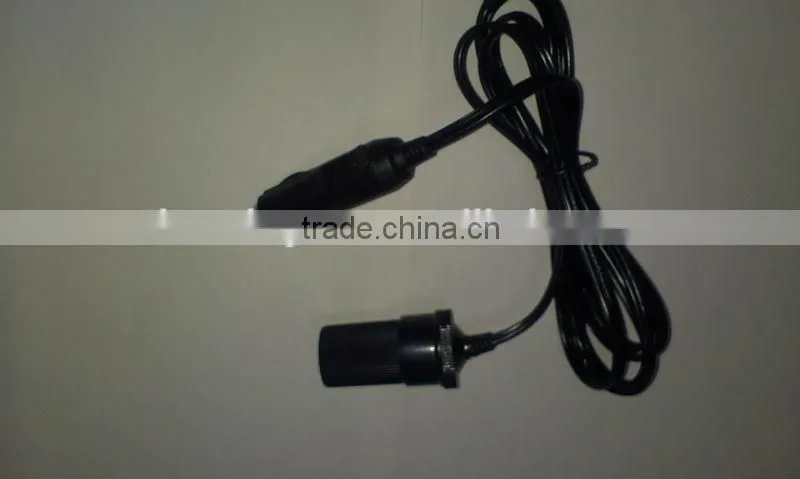 12V car cigarette plug with female socket extension lead cable