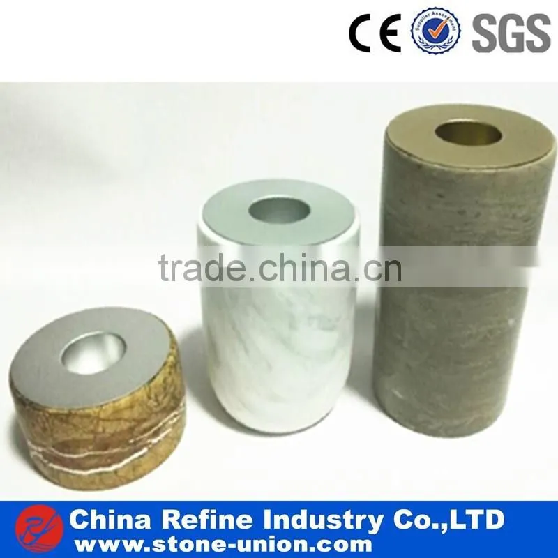 New design luxury natural white and brown stone marble candle vase with fill in hole