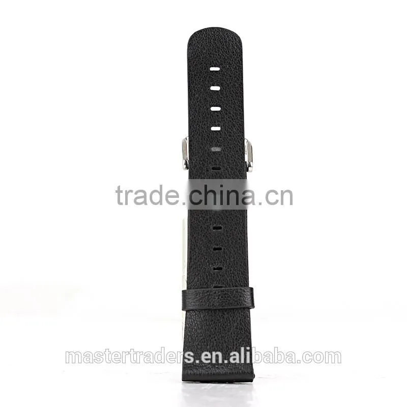 Cheap Black Genuine Leather Litchi Grain Watch Band Wrist Strap Bracelet For 38MM Apple Watch MT-3589