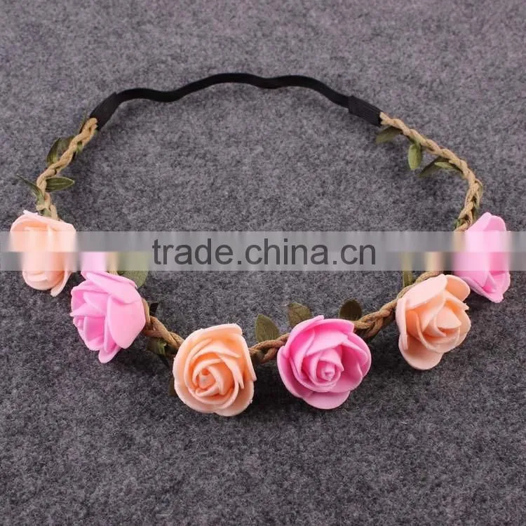 Hot-sales Baby flower Headband Toddler summer flet flower Headband kids flower elastic headband wh-1753