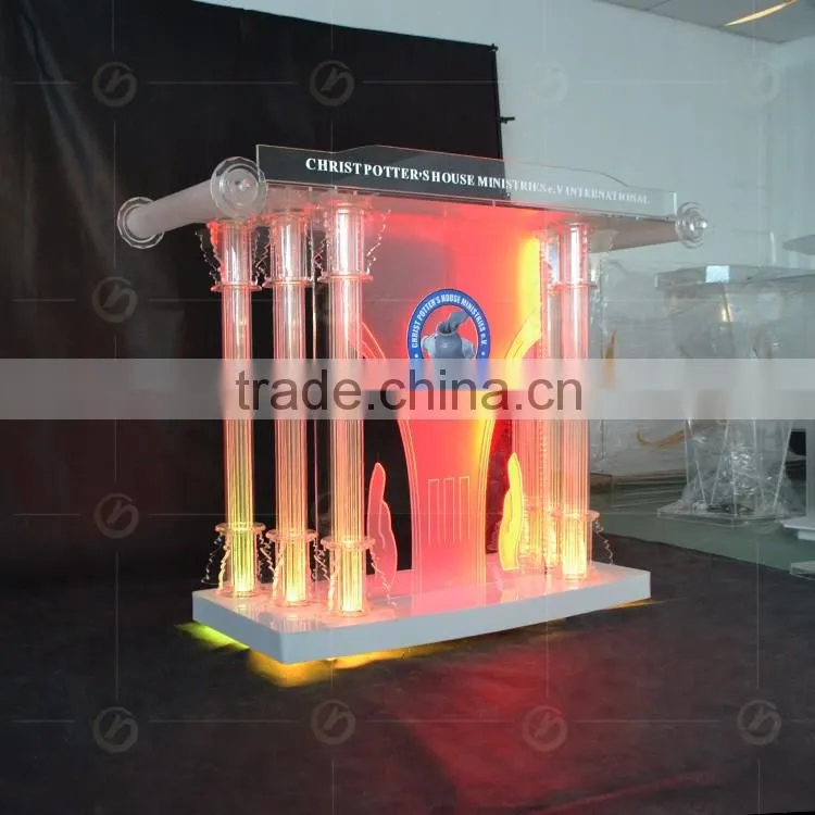 clear plastic cheap led acrylic church podium