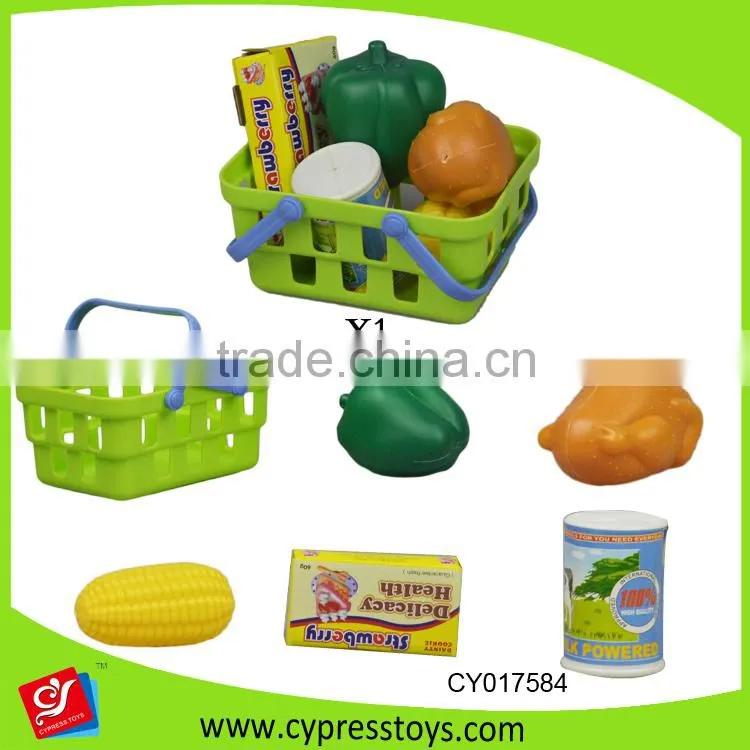 Electric flash musical cash register toy with food basket