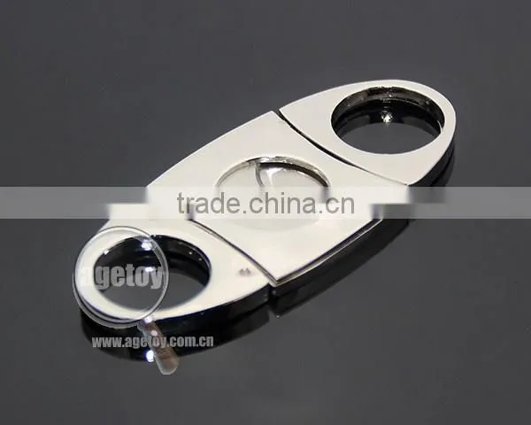 Pocket Portable Oval Cigar Scissors High Quality Silver Stainless Steel Double Blade Knife Super Sharp Metal Cigar Cutter
