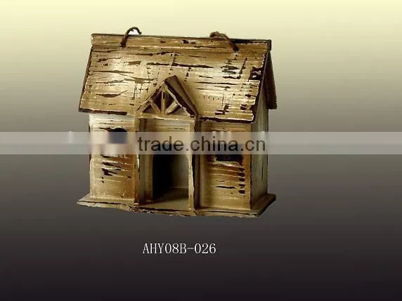 Shabby chic classic house shape wood birdcage