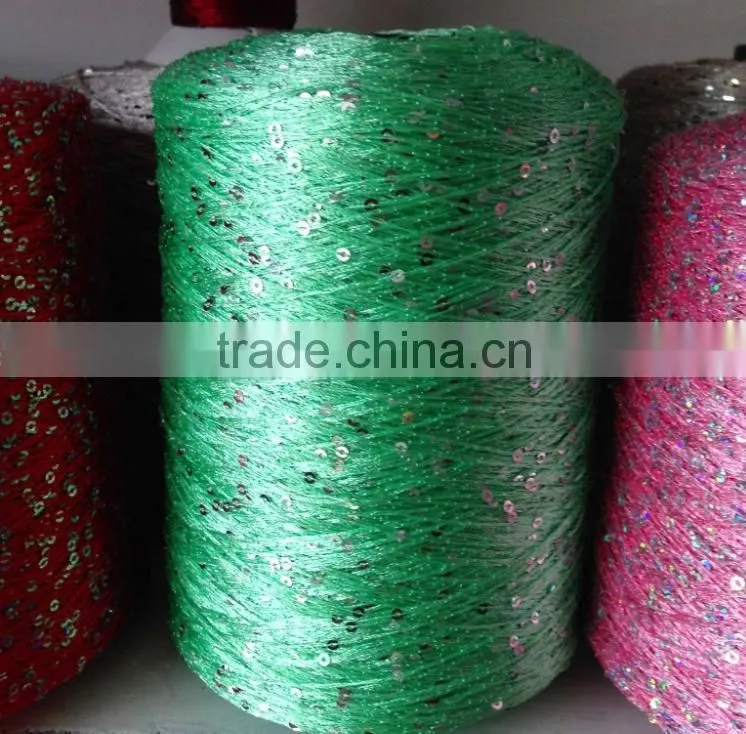 Soft sequin/spangle/bead knitting yarn for garment, scarf,fancy yarn