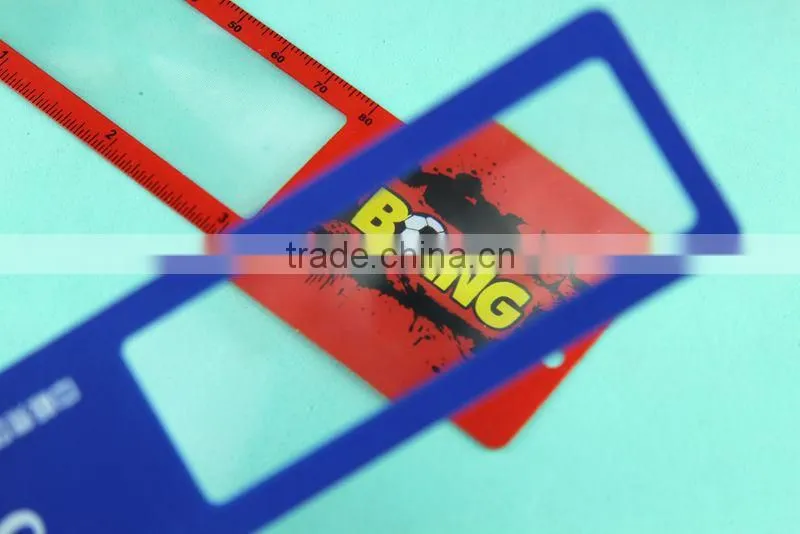 PVC bookmark with ribbon , and with magnifier , with ruller