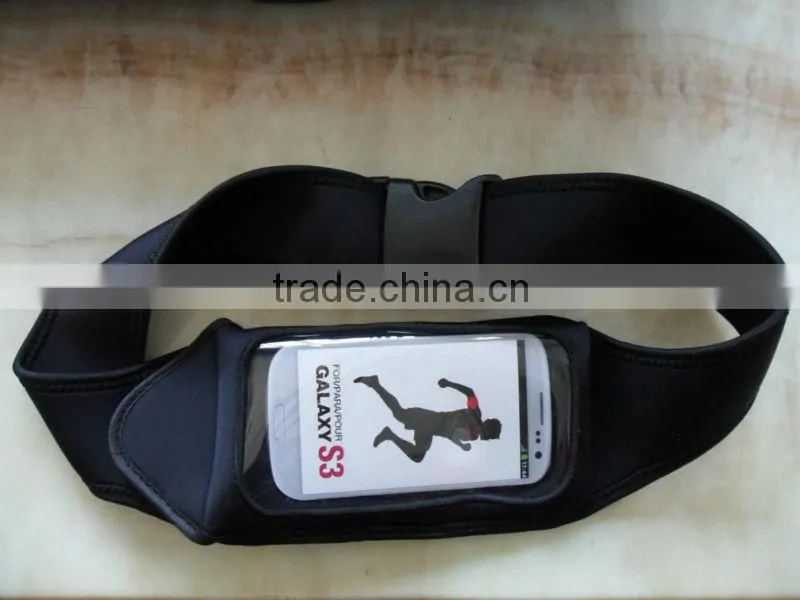 Wholesale custom sport cellphone waistbag with pvc window /sport gym waistbag for cellphone/ mobile phone waistbag