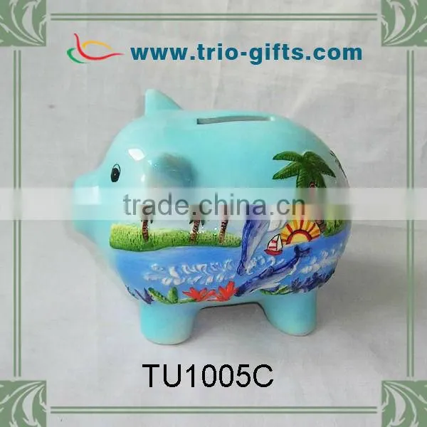 Cartoon decorative ceramic coin piggy bank
