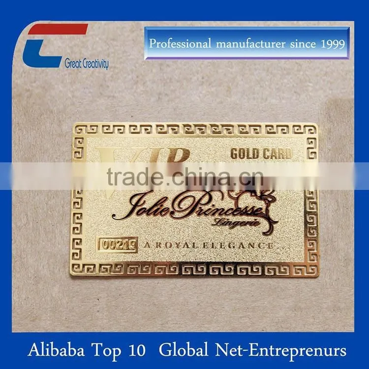 Factory Price Wholesale Gold Metal Member Card