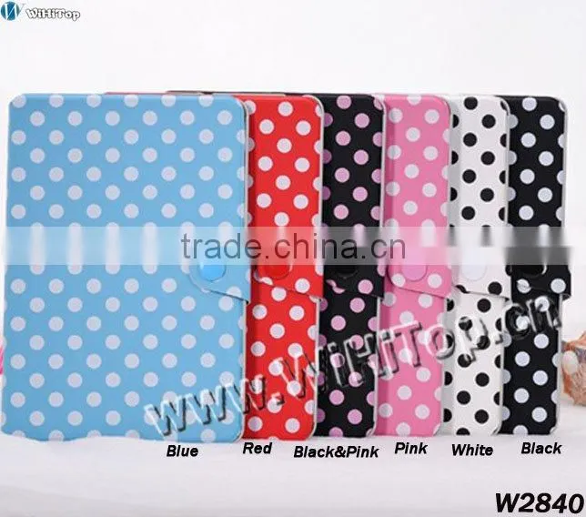 High Quality Cute Look Polka Dots Leather Stand Case with Wake-up & Sleep Function,Polka Dots Case for iPad Mini 7.9' Mix Colors