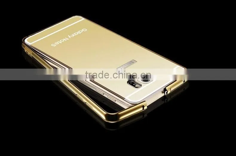 High Quality Aluminum Mirror Bumper Cell Phone Case For Samsung Galaxy Note 5 Mirror Case
