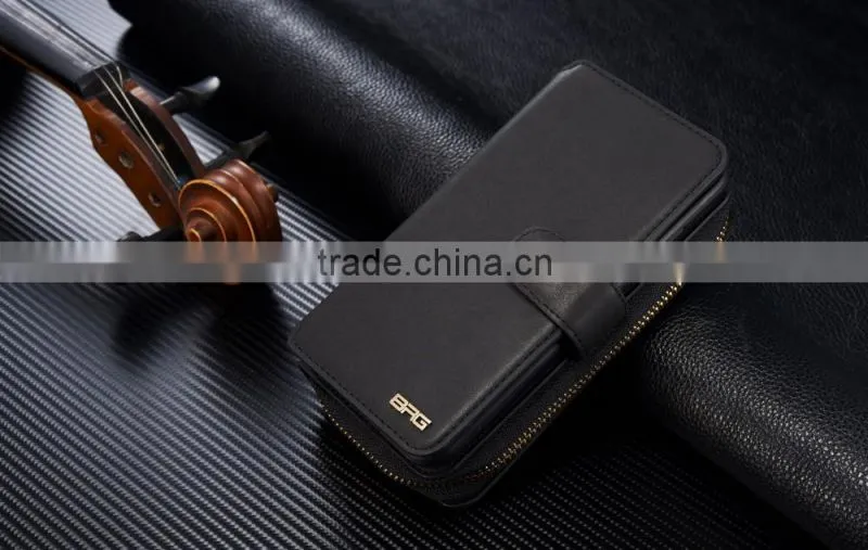 Alibaba Best Selling Multifunction Leather Case Cover Zipper Wallet case with mirror For iPhone 6/6S Plus