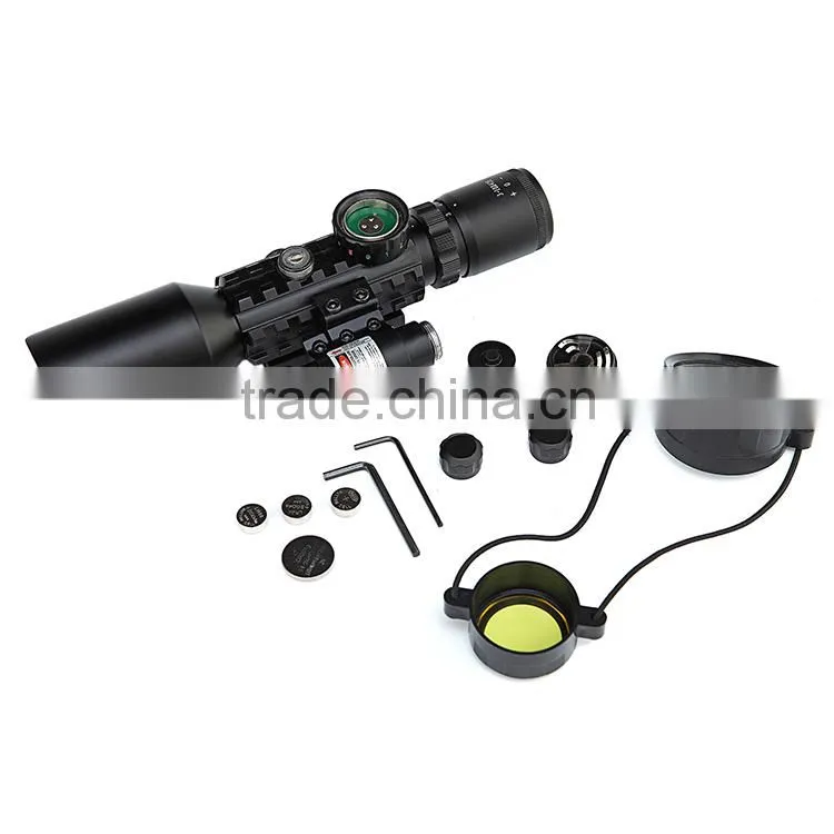 Funpowerland M9C 3-10X42E Mil-Dot hunting rifle scope+red laser /Tactical Optics Scopes/Riflescope