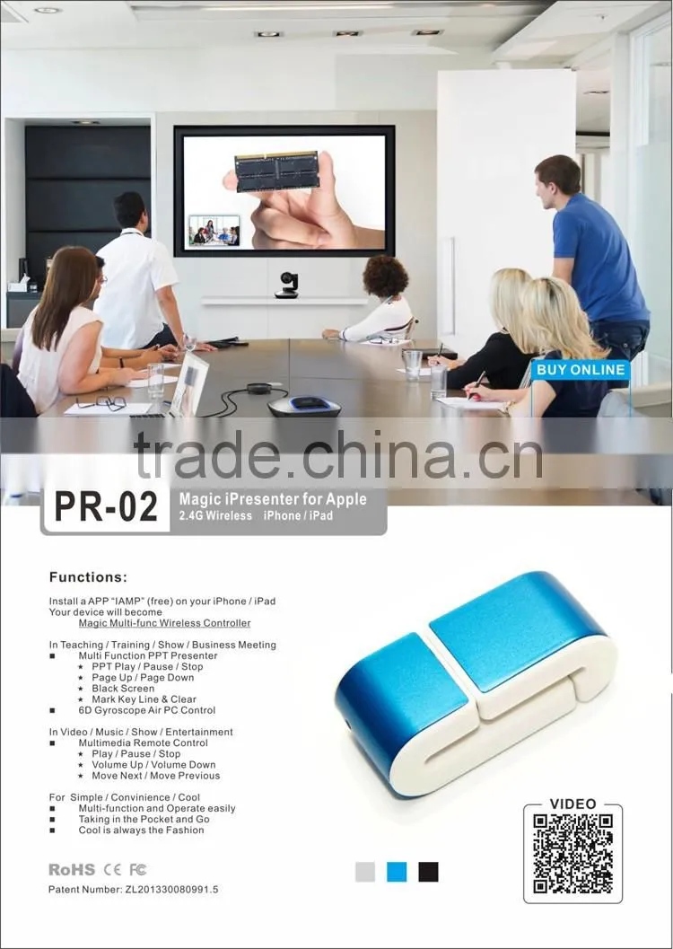 2016 door gift wireless presenter mouse remote control for iPhone 4 , iphone 6 ,iphone 6s plus Presentation