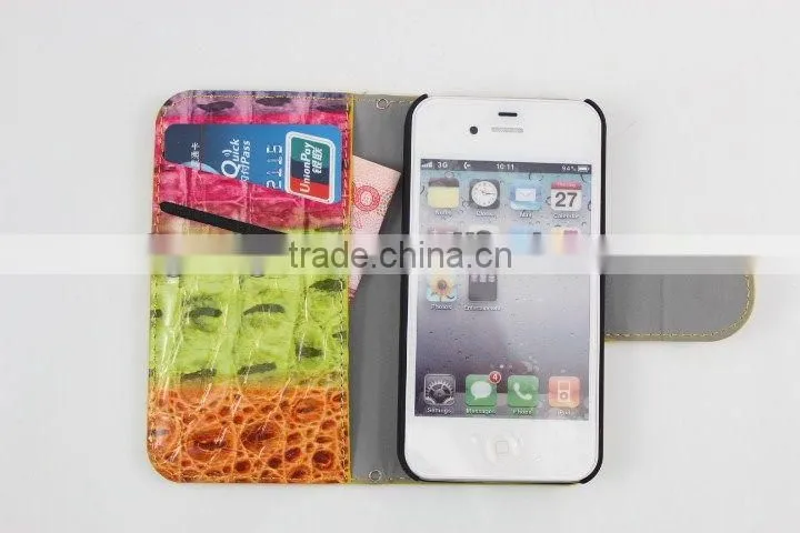 2014 New products colorful Crocodile PU handbag phone case for iphone 5S,for Apple iphone 5S handbag case China manufacturer