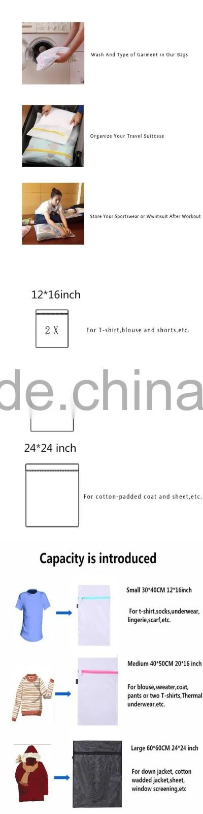 2015 Durable Bra Socks Blouse Wash Mesh Promotion Laundry Bag Set