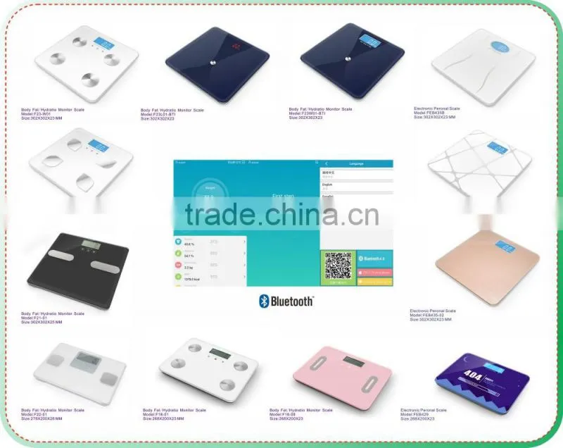 MAX 180kg Bluetooth Bathroom Scale with IOS and Android Analyzing Application, BMI Function