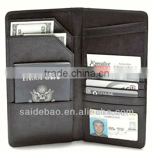 direct factory sale leather cheque holder/leather passport holder/leather cheque holder with custom logo