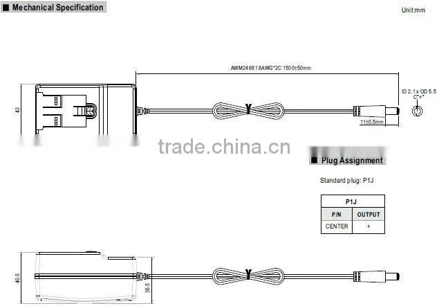 Meanwell 15 ~ 24W AC-DC Single Output Interchangeable Wall-mounted type 24v switching power supply