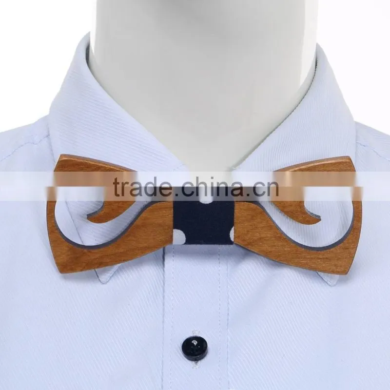 wholesale gift set handmade mens wooden/wood bow tie with denim fabric