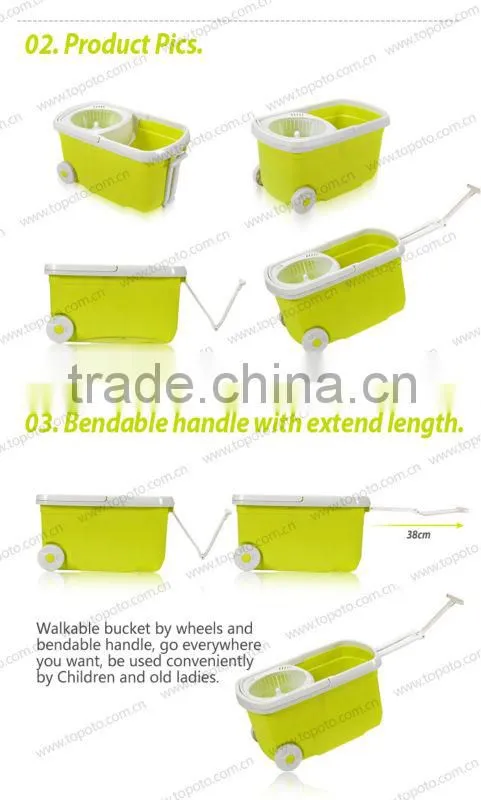 high quality telescopic microfiber blue magic spin mop with wheel