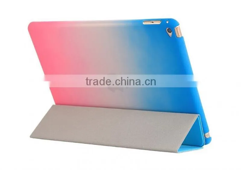 2016 New Arrival For 12.9inch iPad Pro Slim Pu Leather Rainbow Cover With Wake Sleeping