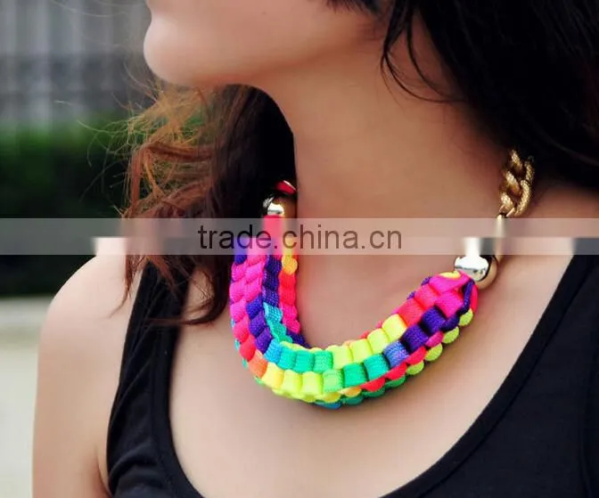 2015 factory new products handmade fabric necklace