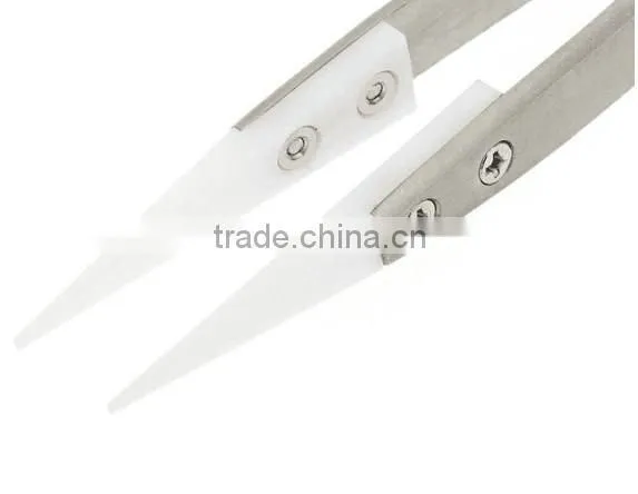 Dongguan 72mz Heat Resistant Ceramic tip Tweezers with Black & White Tips