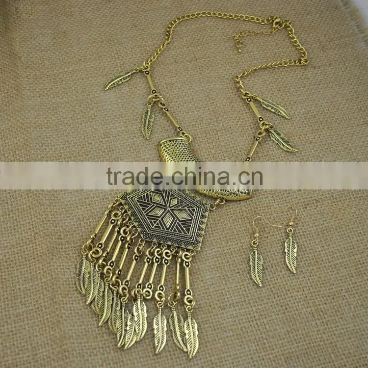 long leaf italian 18k gold plated jewelry set, set jewelry