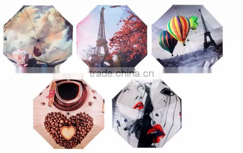 custom 190t fabric material landscape photo print straight umbrella